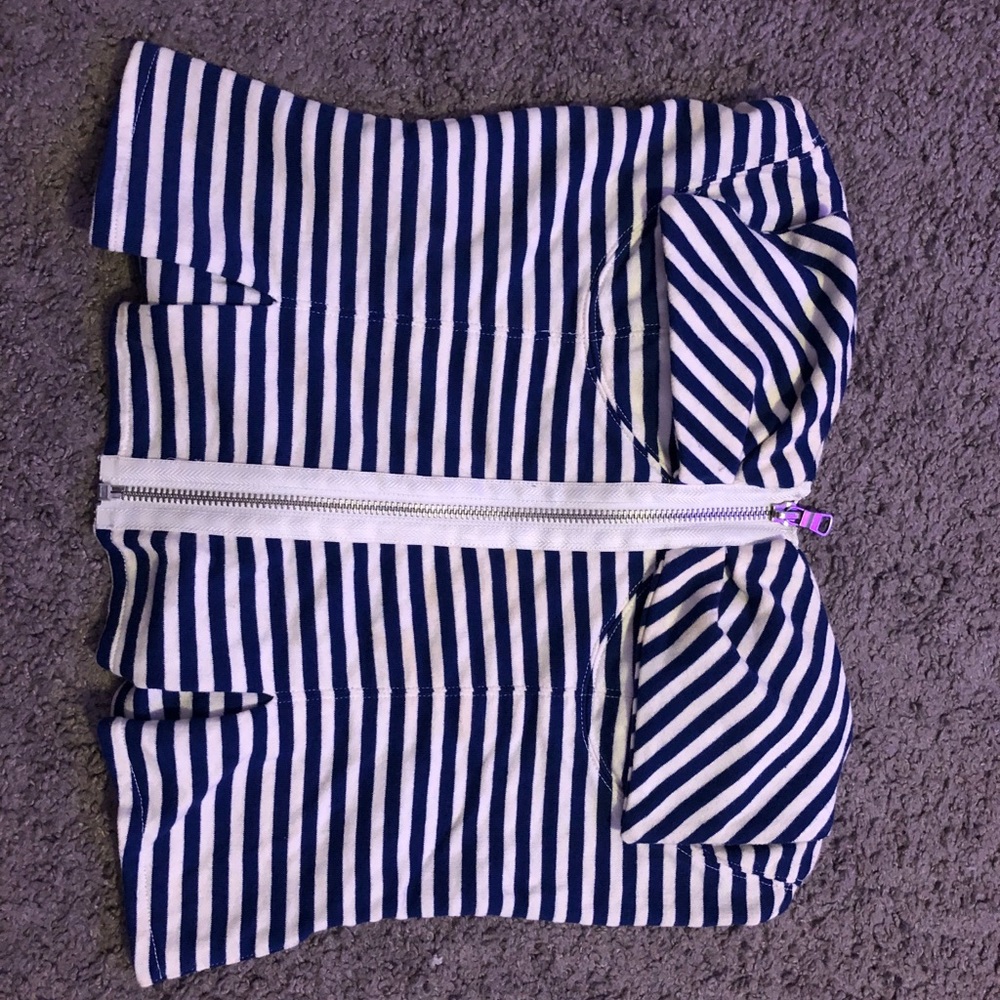 striped blue and white corset